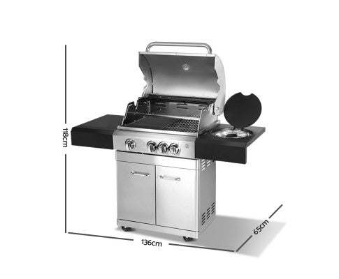 Stainless Steel 4 Burner Gas BBQ