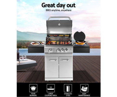 Stainless Steel 4 Burner Gas BBQ