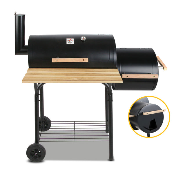 BBQ Blokes 2-in-1 Offset BBQ Smoker - Black