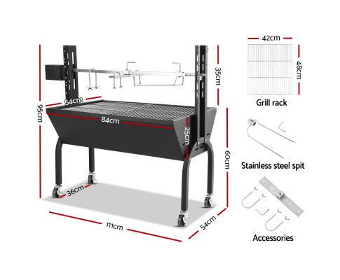 BBQ Blokes Charcoal Smoker Spit Roaster