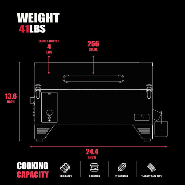 Asmoke AS300 Portable Wood Pellet Grill Apple Red