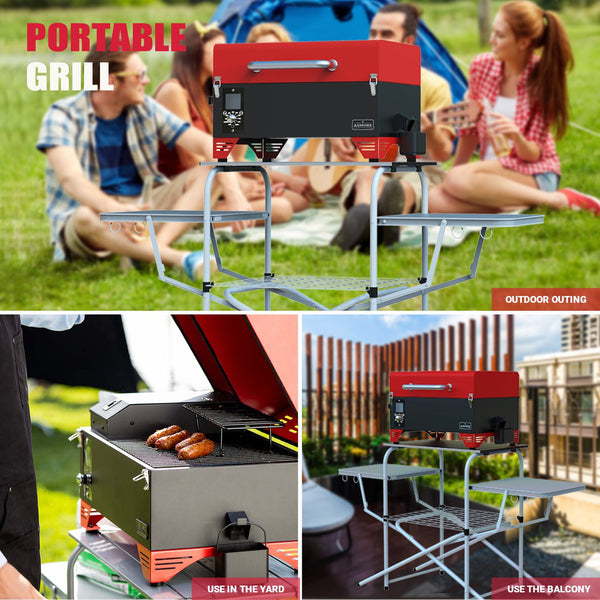 Asmoke AS300 Portable Wood Pellet Grill Apple Red