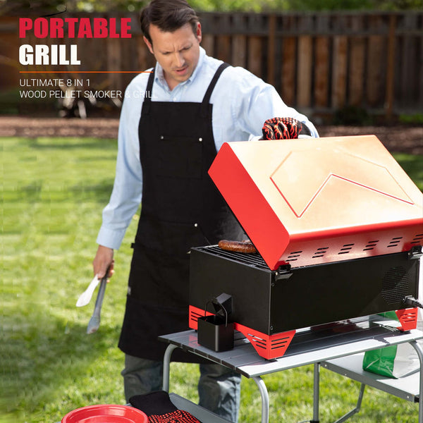 Asmoke AS300 Portable Wood Pellet Grill Apple Red