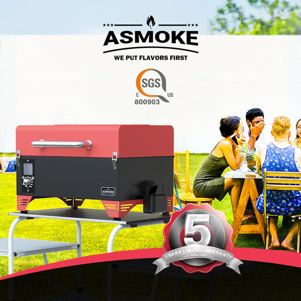 Asmoke AS300 Portable Wood Pellet Grill Apple Red