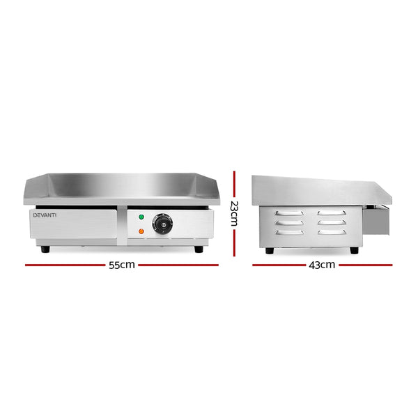 BBQ Blokes 5 Star Chef 3000W Electric Griddle Hot Plate - Stainless Steel