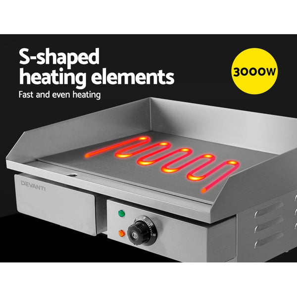 BBQ Blokes 5 Star Chef 3000W Electric Griddle Hot Plate - Stainless Steel