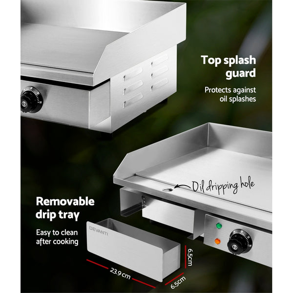 BBQ Blokes 5 Star Chef 3000W Electric Griddle Hot Plate - Stainless Steel