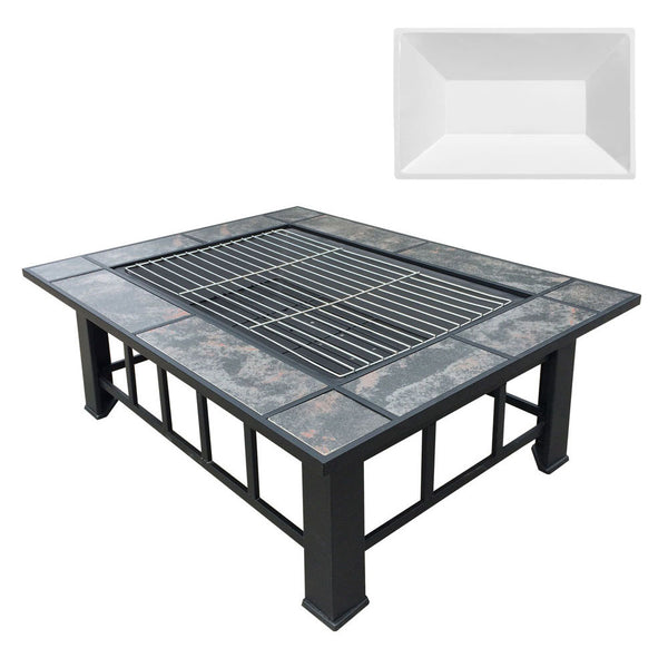 BBQ Blokes Outdoor Fire Pit BBQ Table Grill Fireplace with Ice Tray