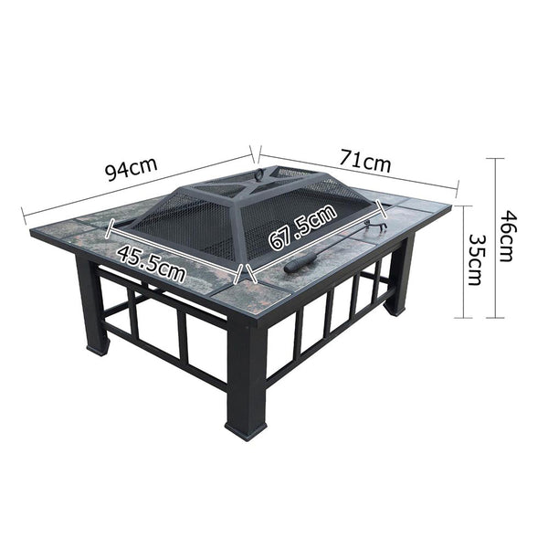 BBQ Blokes Outdoor Fire Pit BBQ Table Grill Fireplace with Ice Tray
