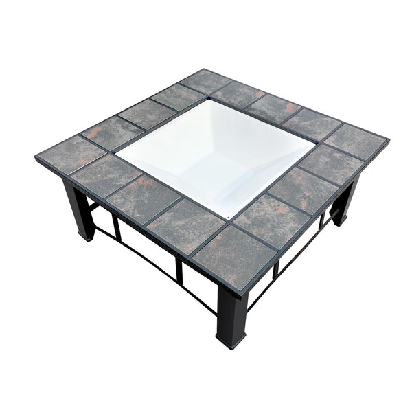 BBQ Blokes Outdoor Fire Pit BBQ Table Grill Fireplace Ice Bucket with Table Lid