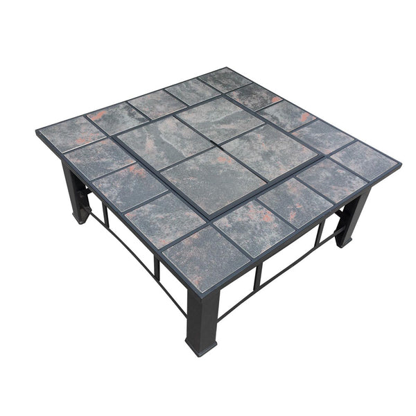 BBQ Blokes Outdoor Fire Pit BBQ Table Grill Fireplace Ice Bucket with Table Lid