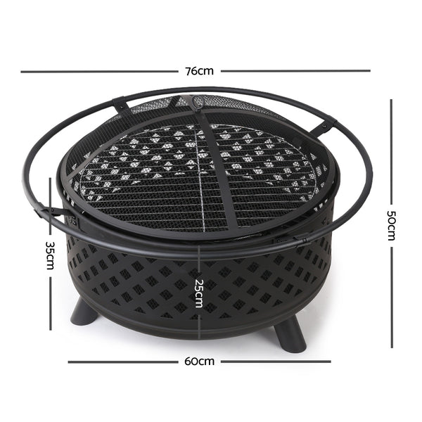 BBQ Blokes Portable Outdoor Fire Pit and BBQ - Black