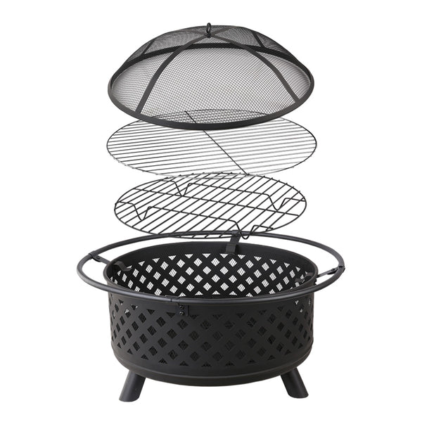 BBQ Blokes Portable Outdoor Fire Pit and BBQ - Black