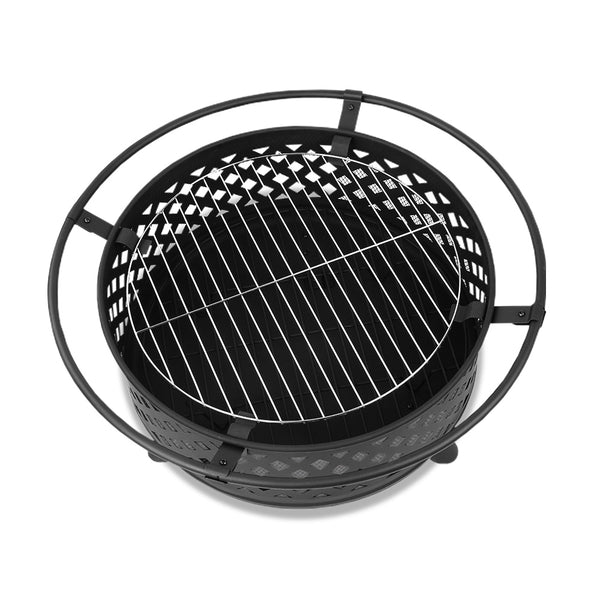 BBQ Blokes Portable Outdoor Fire Pit and BBQ - Black