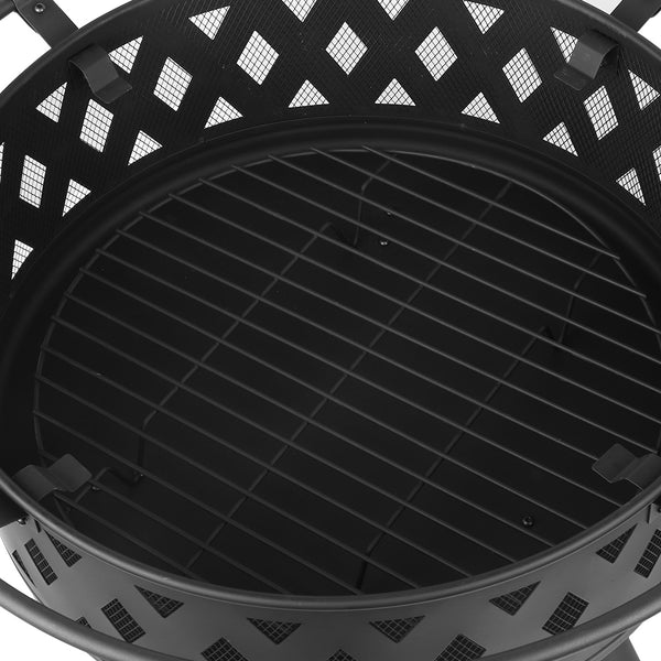 BBQ Blokes 32 Inch Portable Outdoor Fire Pit and BBQ - Black