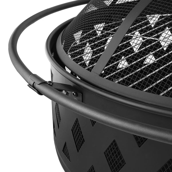 BBQ Blokes 32 Inch Portable Outdoor Fire Pit and BBQ - Black