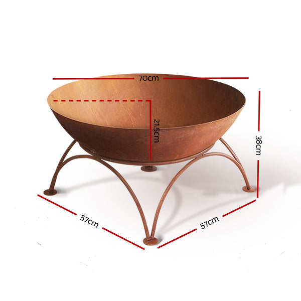 BBQ Blokes Rustic Fire Pit Brazier Portable Charcoal Iron Bowl Outdoor Wood Burner 70CM