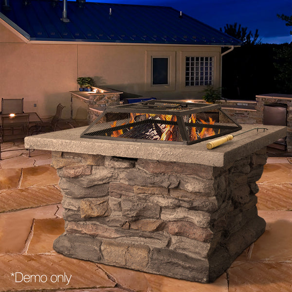 BBQ Blokes Stone Base Outdoor Patio Heater Fire Pit Table