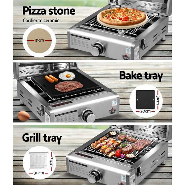 BBQ Blokes Portable Gas Oven Camping Cooking LPG Grill Pizza Stove Stainless Steel