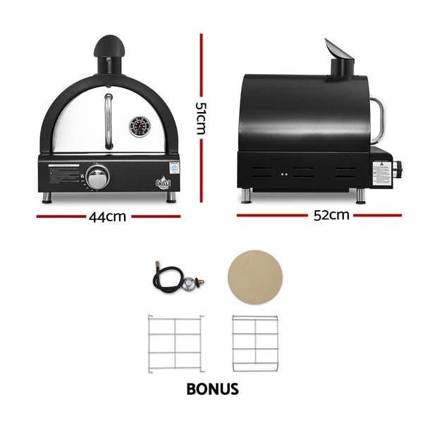 BBQ Blokes Portable Pizza Oven BBQ Camping LPG Gas Grill Cook Stove Stainless Stee