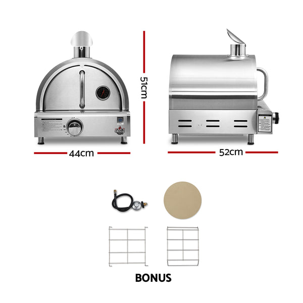 BBQ Blokes Portable Pizza Oven Camping Grill LPG Cooking Gas Stove Stainless Steel