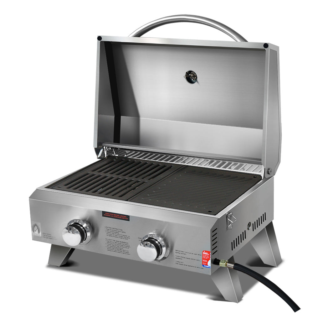 BBQ Blokes Portable Gas BBQ LPG Oven Camping Cooker Grill 2 Burners Stove Outdoor