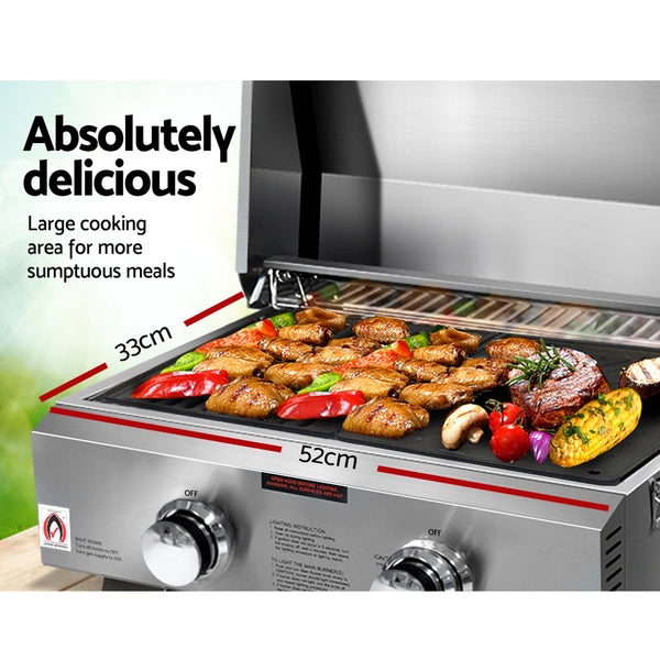 BBQ Blokes Portable Gas BBQ LPG Oven Camping Cooker Grill 2 Burners Stove Outdoor