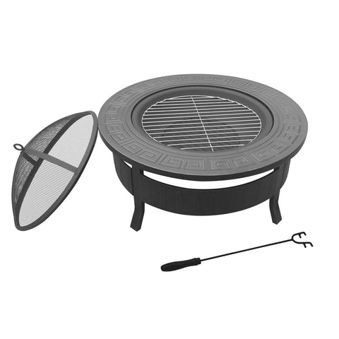 BBQ Blokes  Round Outdoor Fire Pit BBQ Table Grill Fireplace