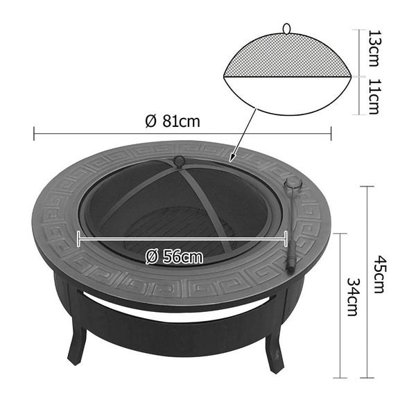 BBQ Blokes Round Outdoor Fire Pit BBQ Table Grill Fireplace