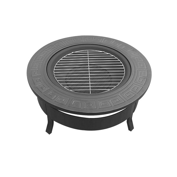 BBQ Blokes Round Outdoor Fire Pit BBQ Table Grill Fireplace