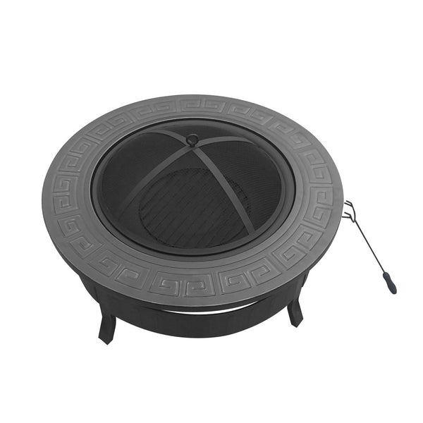BBQ Blokes Round Outdoor Fire Pit BBQ Table Grill Fireplace