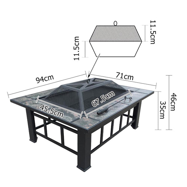 BBQ Blokes Outdoor Fire Pit BBQ Table Grill Fireplace