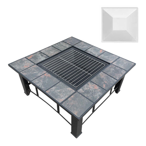 BBQ Blokes Outdoor Fire Pit BBQ Table Grill Fireplace Ice Bucket with Table Lid