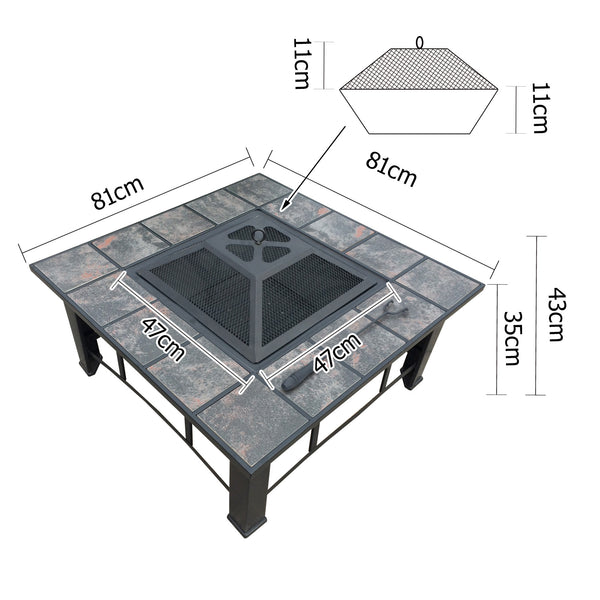 BBQ Blokes Outdoor Fire Pit BBQ Table Grill Fireplace Ice Bucket with Table Lid