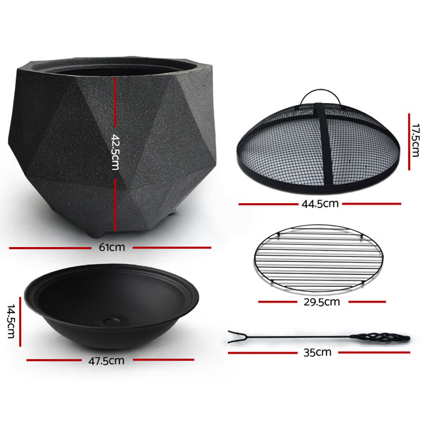 BBQ Blokes Outdoor Portable Fire Pit Bowl Wood Burning Patio Oven Heater Fireplace