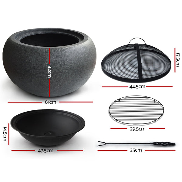 BBQ Blokes Outdoor Portable Fire Pit Bowl Wood Burning Patio Oven Heater Fireplace