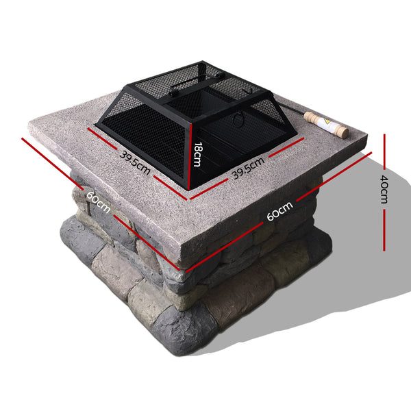BBQ Blokes Fire Pit Table Outdoor Charcoal Camping Garden Rustic Fireplace