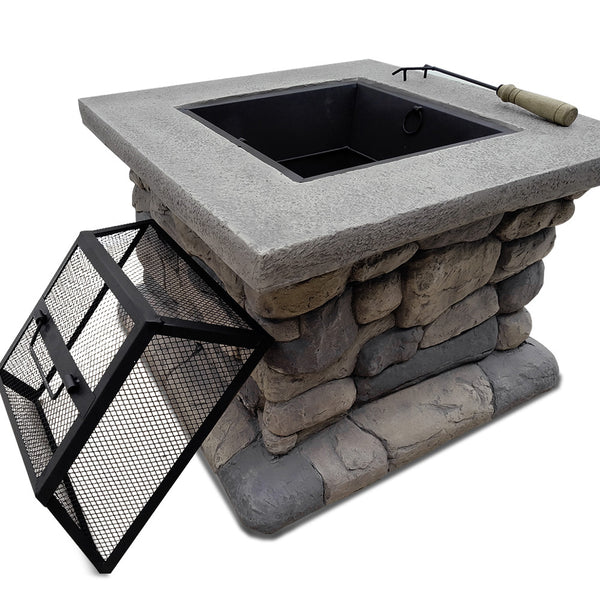 BBQ Blokes Fire Pit Table Outdoor Charcoal Camping Garden Rustic Fireplace