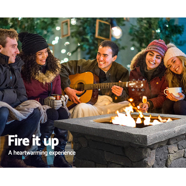 BBQ Blokes Fire Pit Table Outdoor Charcoal Camping Garden Rustic Fireplace