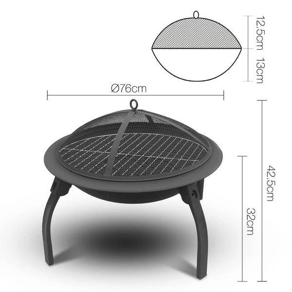 BBQ Blokes 30 Inch Portable Foldable Outdoor Fire Pit Fireplace