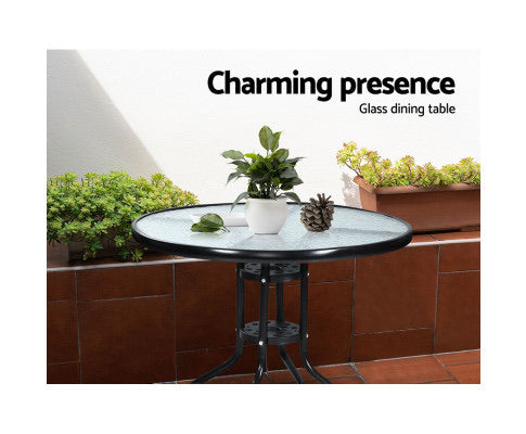 Gardeon Outdoor Furniture Dining Chairs Rattan Garden Patio Cushion Black 3PCS Tea Coffee Cafe Bar Set