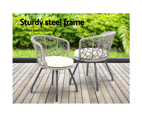 Gardeon Outdoor Patio Chair and Table - Grey