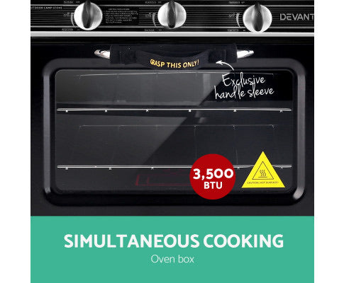 Devanti 3 Burner Portable Oven - Silver & Black