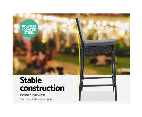 Gardeon Outdoor Bar Set Table Stools Furniture Wicker 5PCS