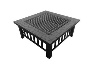 Outdoor Fire Pit BBQ Table Grill Fireplace Stone Pattern