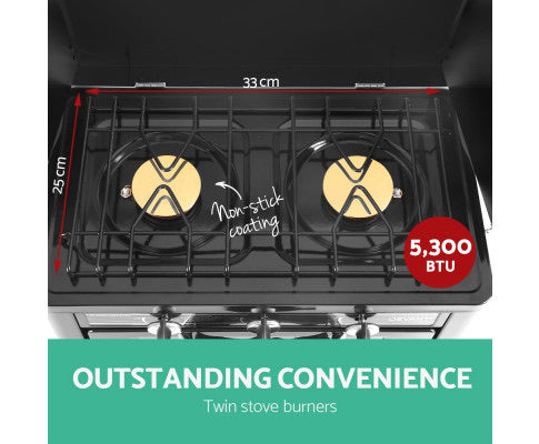 Devanti 3 Burner Portable Oven - Silver & Black