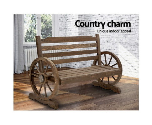 Gardeon Park Bench Wooden Wagon Chair Outdoor Garden Backyard Lounge Furniture