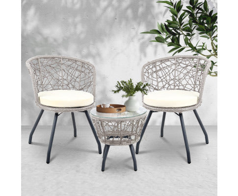 Gardeon Outdoor Patio Chair and Table - Grey