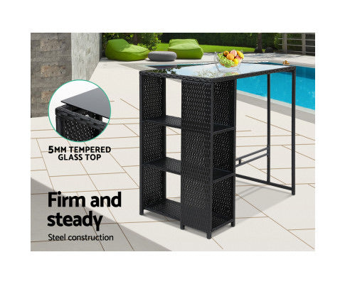 Gardeon Outdoor Bar Set Table Stools Furniture Wicker 5PCS