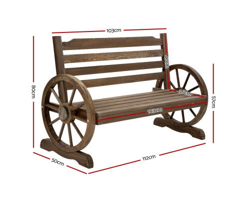 Gardeon Park Bench Wooden Wagon Chair Outdoor Garden Backyard Lounge Furniture